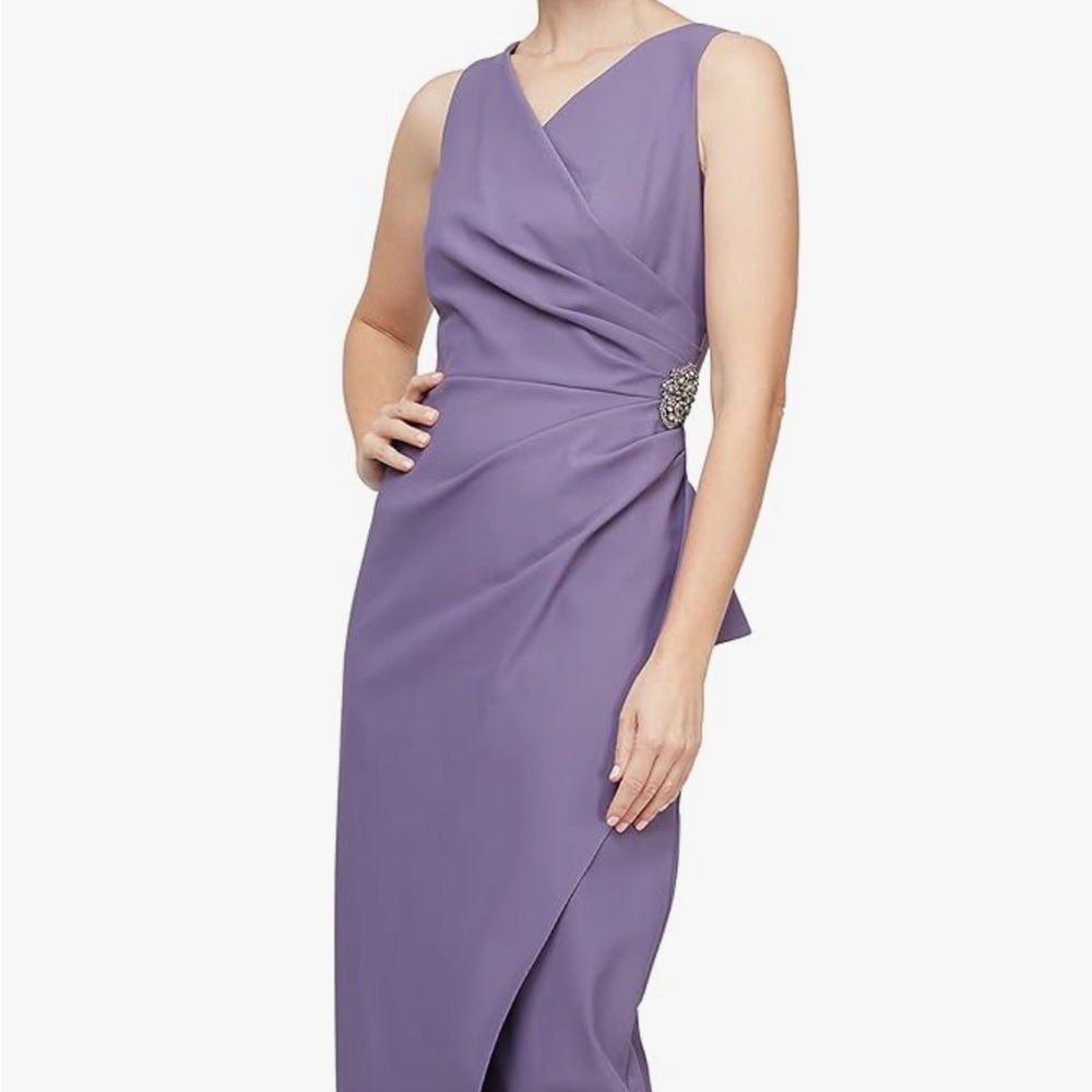 Alex Evening Elegant Purple Wrap Dress New w/ Tags
